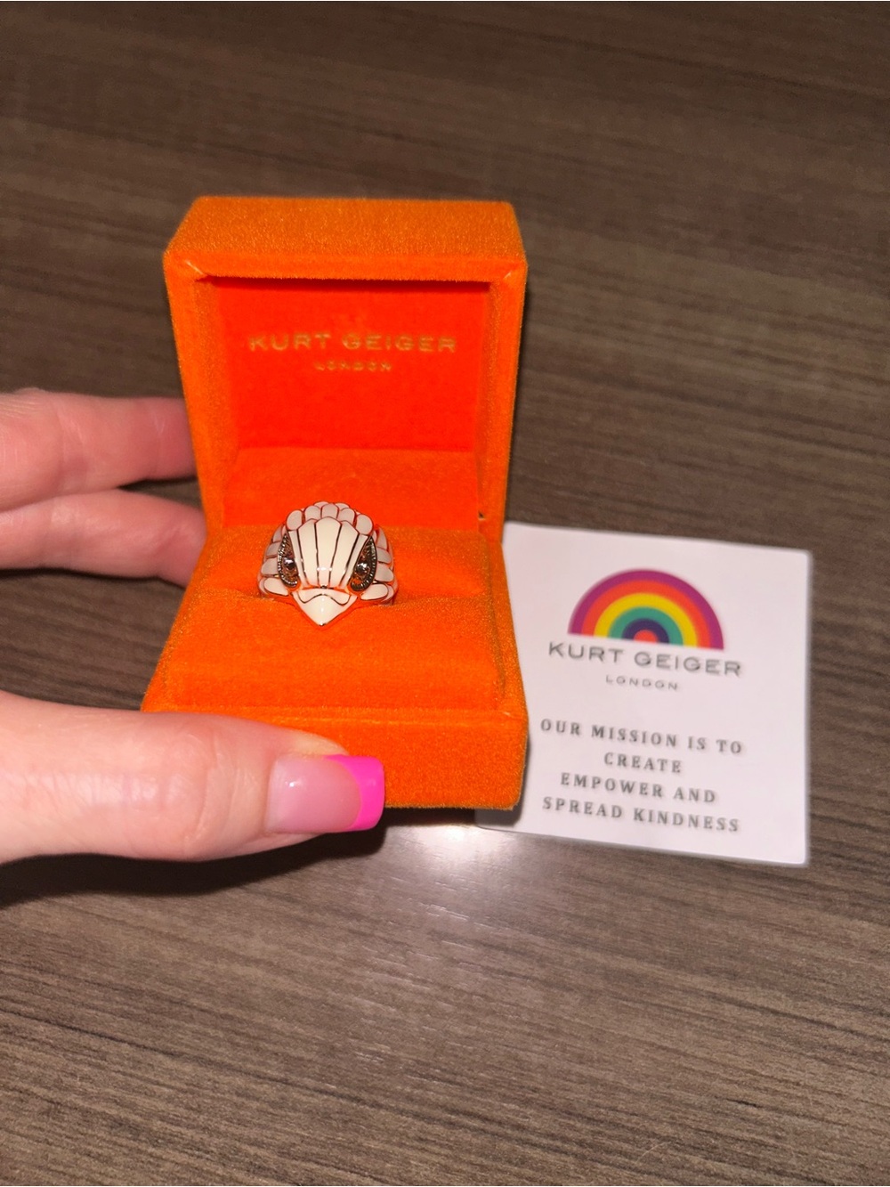Kurt Geiger London Enamel Eagle Head Cocktail Ring New in box with care card,NWT